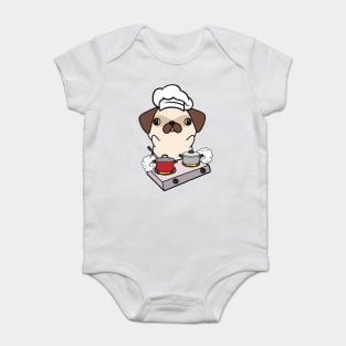 Funny Pug is cooking Baby Bodysuit